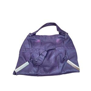 Renato Angi Vintage womans purple silver leather hobo shoulder handbag SKU 9714